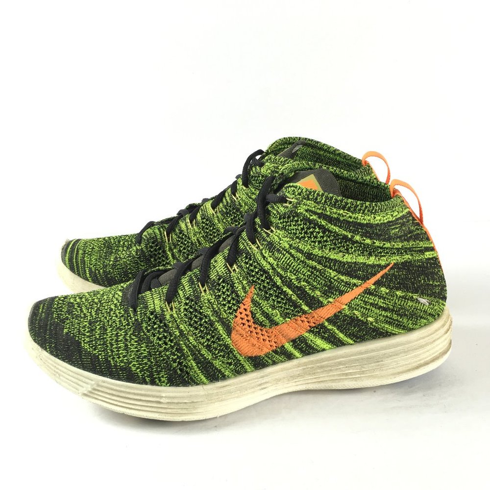 Nike Flyknit Fly Men Lace Sport High Top Shoes Sneaker Neon Green Black Size 9.5